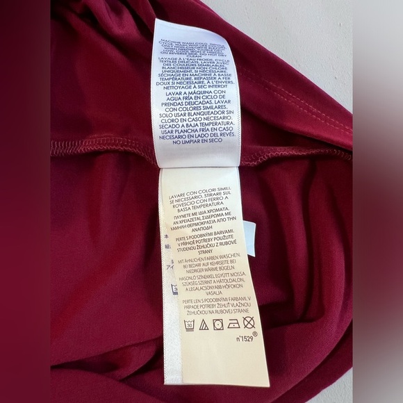 Chaps Red Black waist faux  dress‎ with faux leather detail Sz Small NWT! - Picture 9 of 11